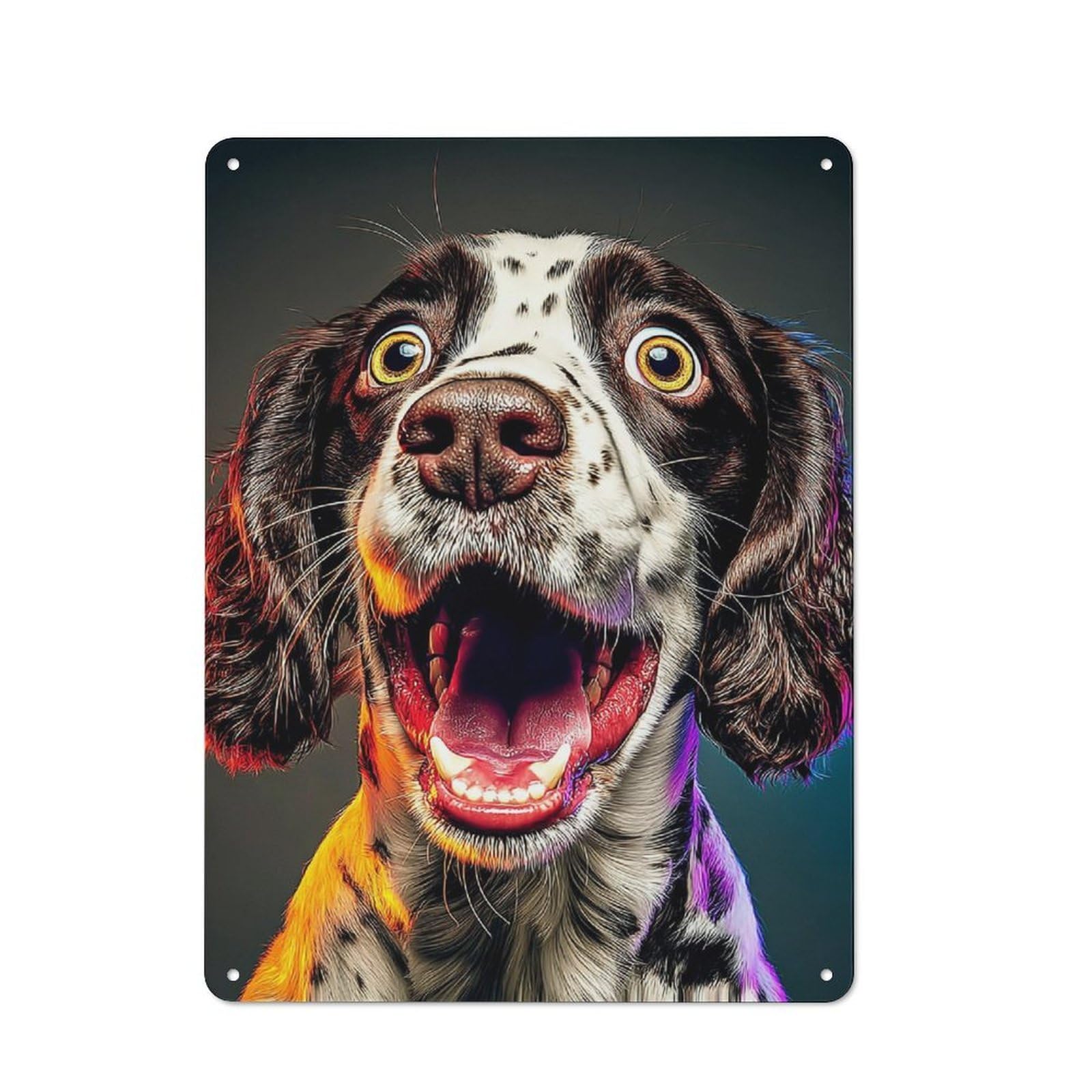 Junmoney Colorful Dog Portrait Retro Tin Sign 40X30cm For Pub Or Café, For Collectors Building A Themed Wall Display