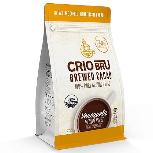 Crio Bru Cacao preparado Venezuela tostado medio 3 libras (48 onzas) - Bebida saludable natural alternativa al café Granos de cacao molido 100%