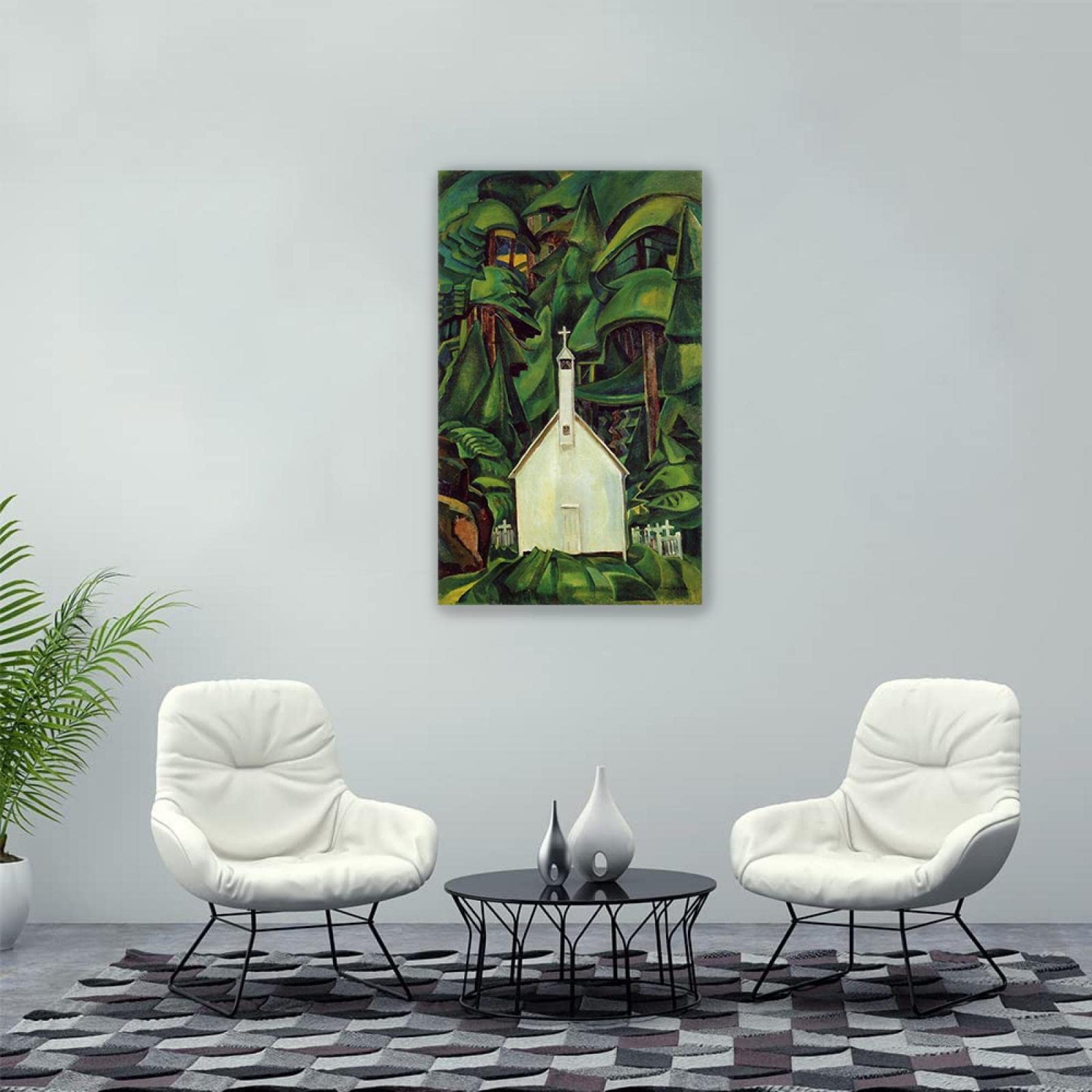 Emily Carr Pintura Reproducción de Carteles Cuadro en lienzo-impresión Obras de Arte-listo para colgar Cuadros famosos impreso sobre lienzo(Iglesia India)80x135cm(31x53in)Enmarcado