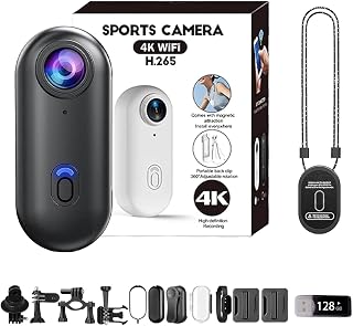4K HD Pro Body Cam Waterproof, 120° Ultra Wide Angle, Night Vision, Magnetic Clip & Quick-Mount Mini Body Camera Wearable for Lecture, Indoor & Outdoor Activities (Black,4K)