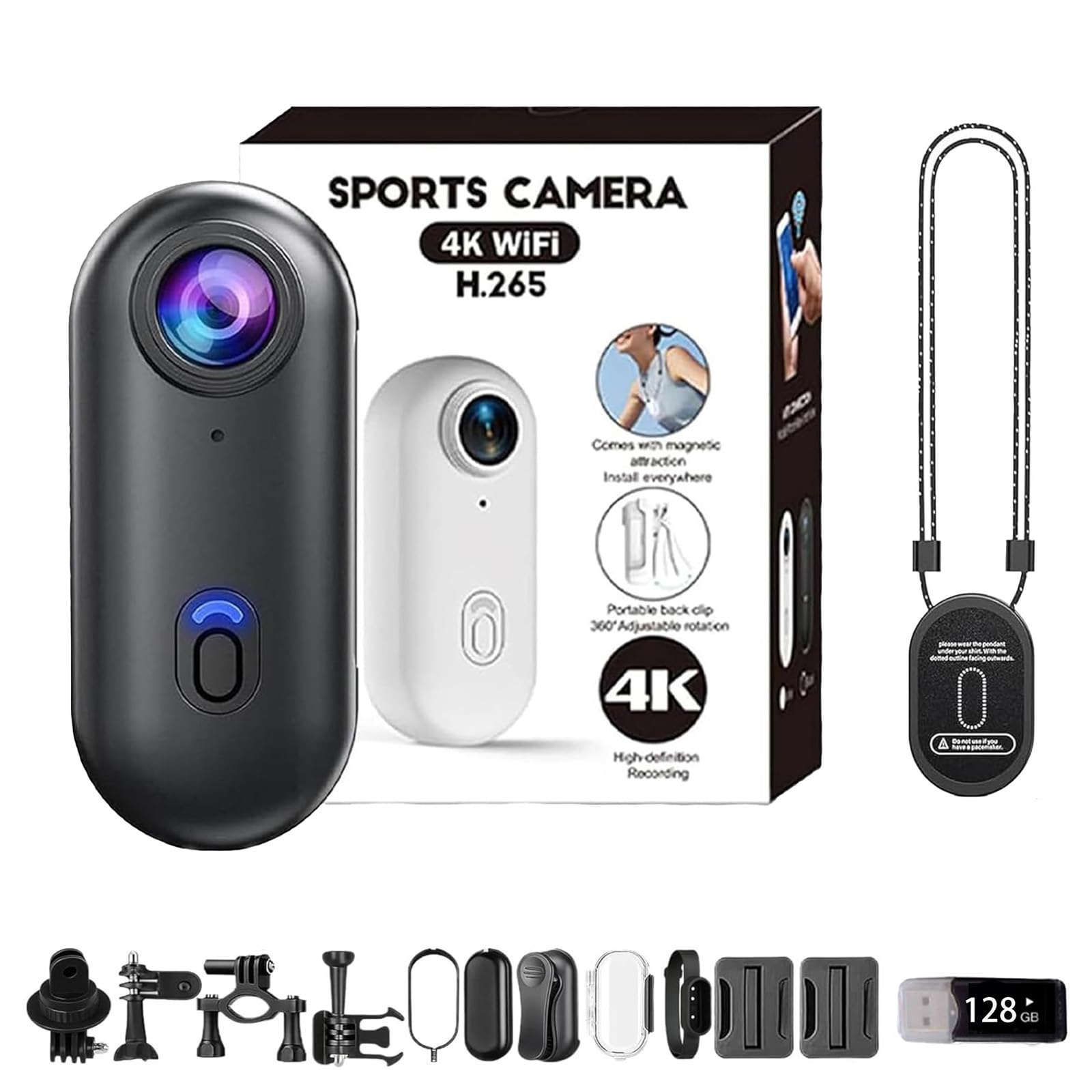 4K HD Pro Body Cam Waterproof, 120° Ultra Wide Angle, Night Vision, Magnetic Clip & Quick-Mount Mini Body Camera Wearable for Lecture, Indoor & Outdoor Activities (Black,4K) - 1