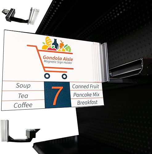 Miniatura 2 de Soporte magnético para letreros de góndola sobresaliente, exhibición de letrero de pasillo, negro, paquete de 2