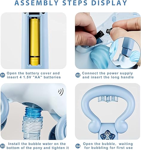 Miniatura 3 de Bubble Machine Blower Blaster Lawn Mower Maker Blue Toy Fun Portable Handheld Operate Automatic Battery Electric Outdoor Summer Birthday Best Gift