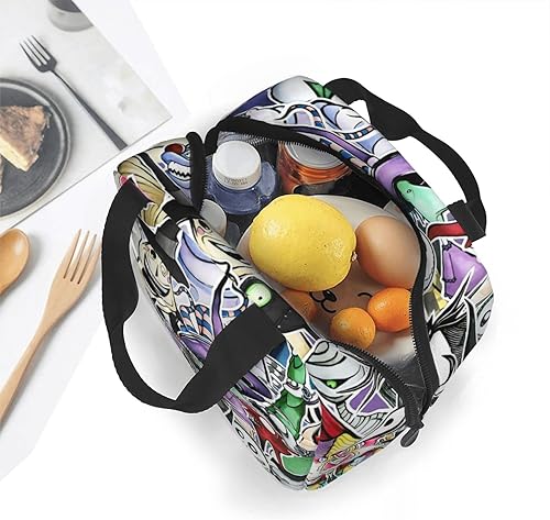 Miniatura 6 de Pmsusoow Lonchera de Navidad con diseño de esqueleto, portátil, aislada, térmica, reutilizable, bolsa de mano, regalos para hombres y mujeres,