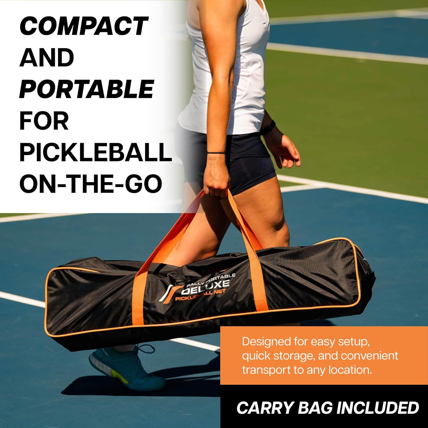 PickleballCentral Rally Pickleball Net, Portable Net System, Indoor/Outdoor, Pickleball Training Aids, Regulation Size, Alloy Steel Frame, Net and Carry Bag