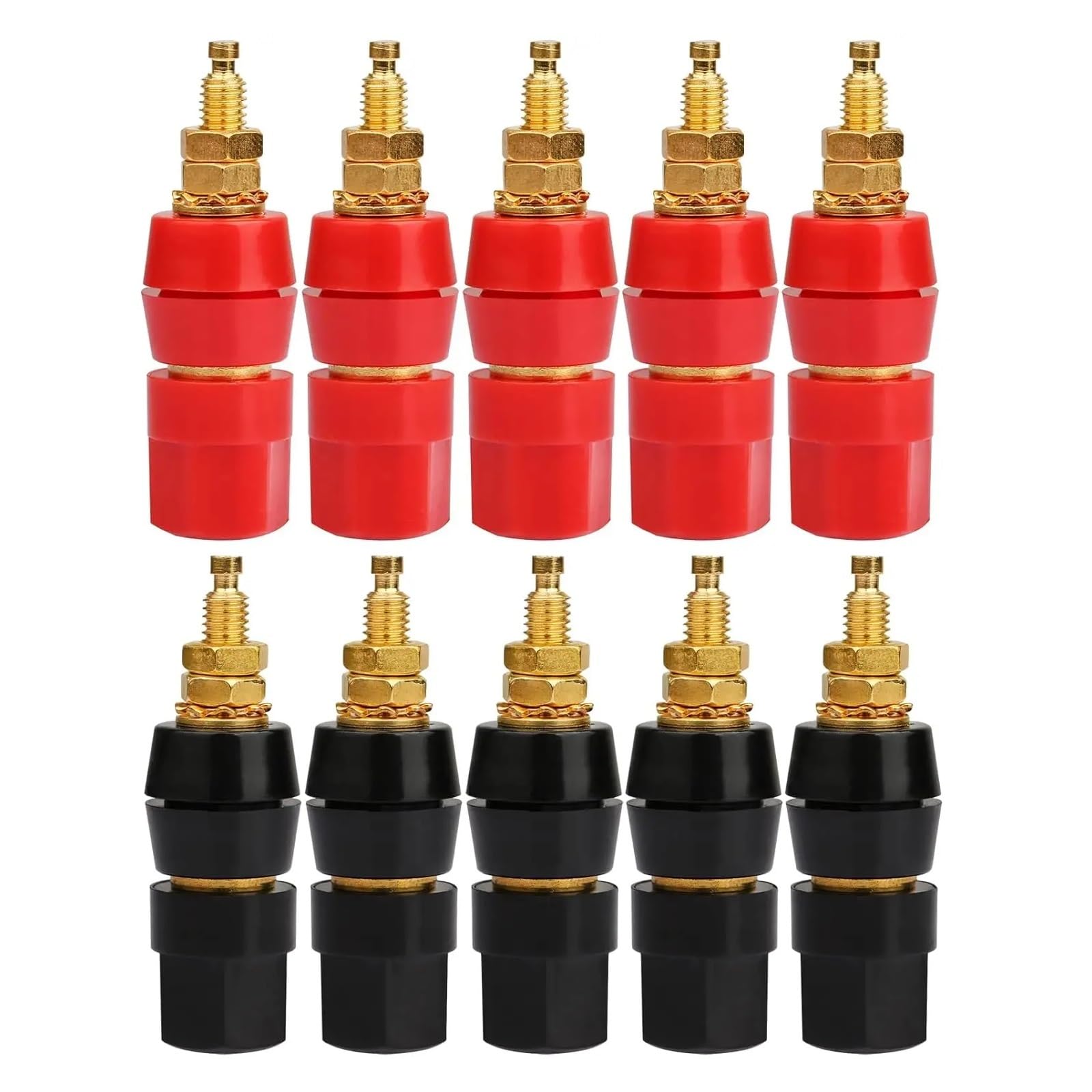 Lot de 4/10 fiches bananes - Sonde de test pour haut-parleur - Bornes noires et rouges - Adaptateur jack de 4 mm - Noir et rouge
