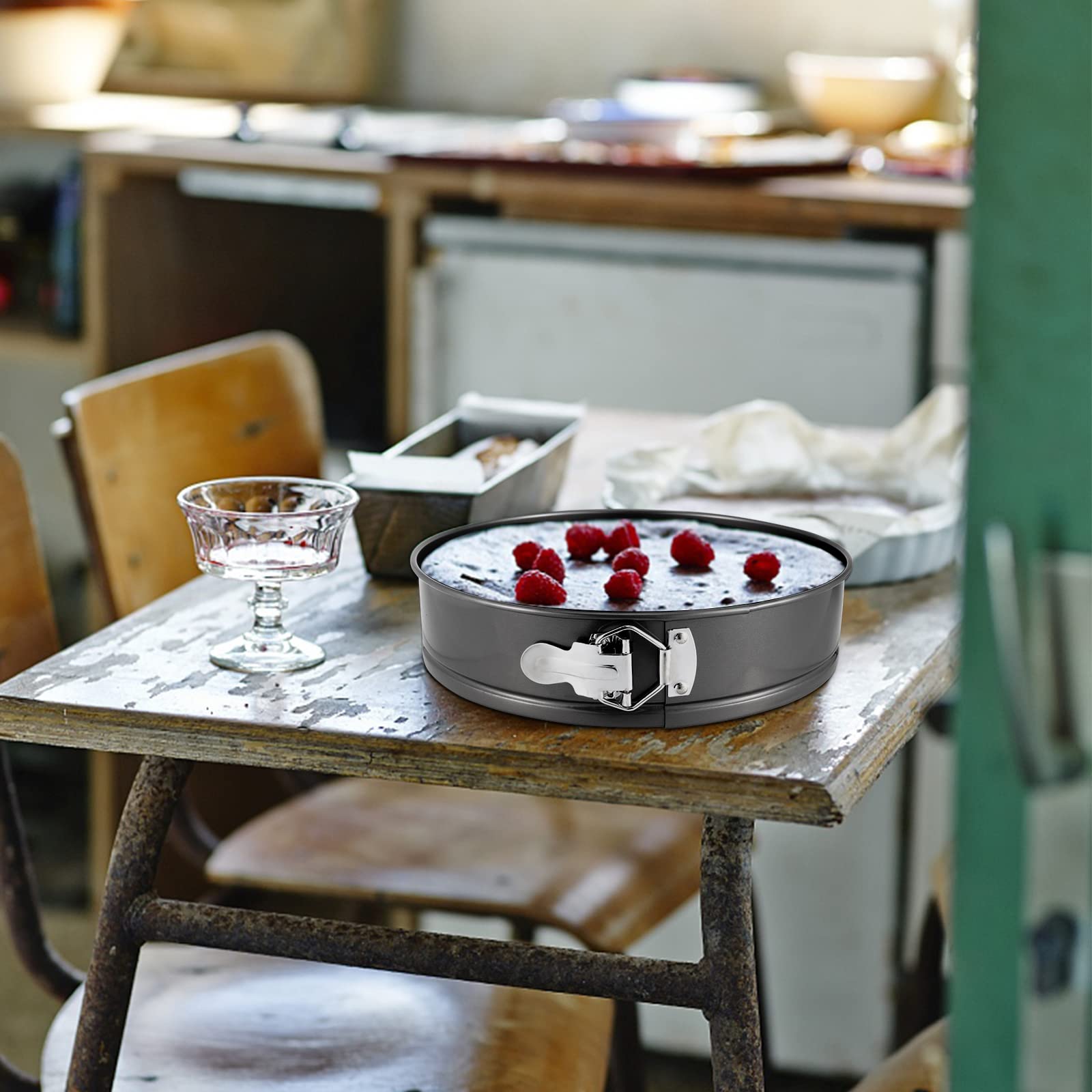 PINGEUI Set di teglie per torte in 7 misure, antiaderenti, con fondo rimovibile, per torte e cheesecake, 12/18/20/22/24/26/28 cm