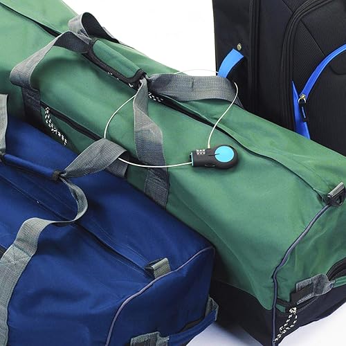 Miniatura 3 de Lewis N Clark Cable de bloqueo con cable de acero retráctil de 30 pulgadas Azul  Patchwork Candado aprobado por la Tsa y candado de bicicleta para