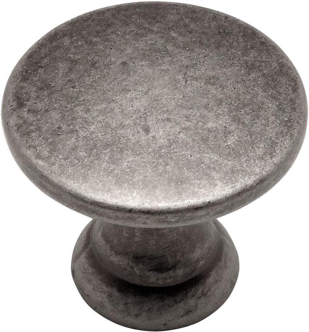 Cosmas 10 Pack 4545WN Weathered Nickel Cabinet Hardware Miniature Round Knob - 7/8" Diameter