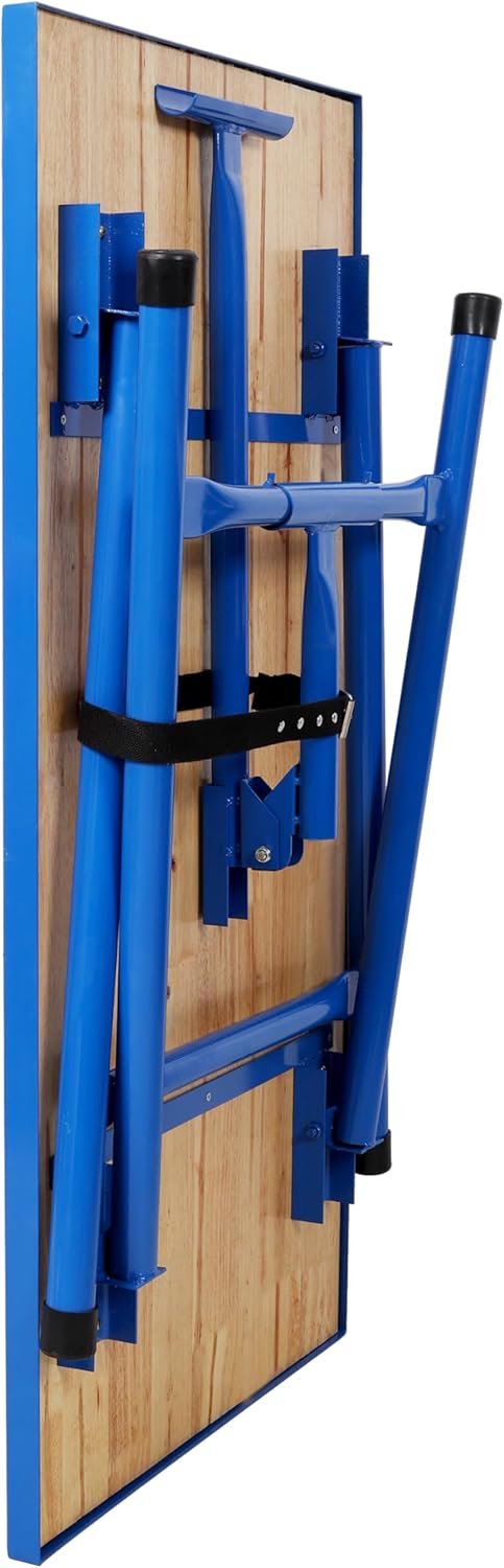 Folding Workbench, Portable Work Table and Shop Bench, 660 lb Capacity, 47 x 24.5 in Wooden Top on Steel Frame, Foldable Design for Garage DIY Woodworking, Blue