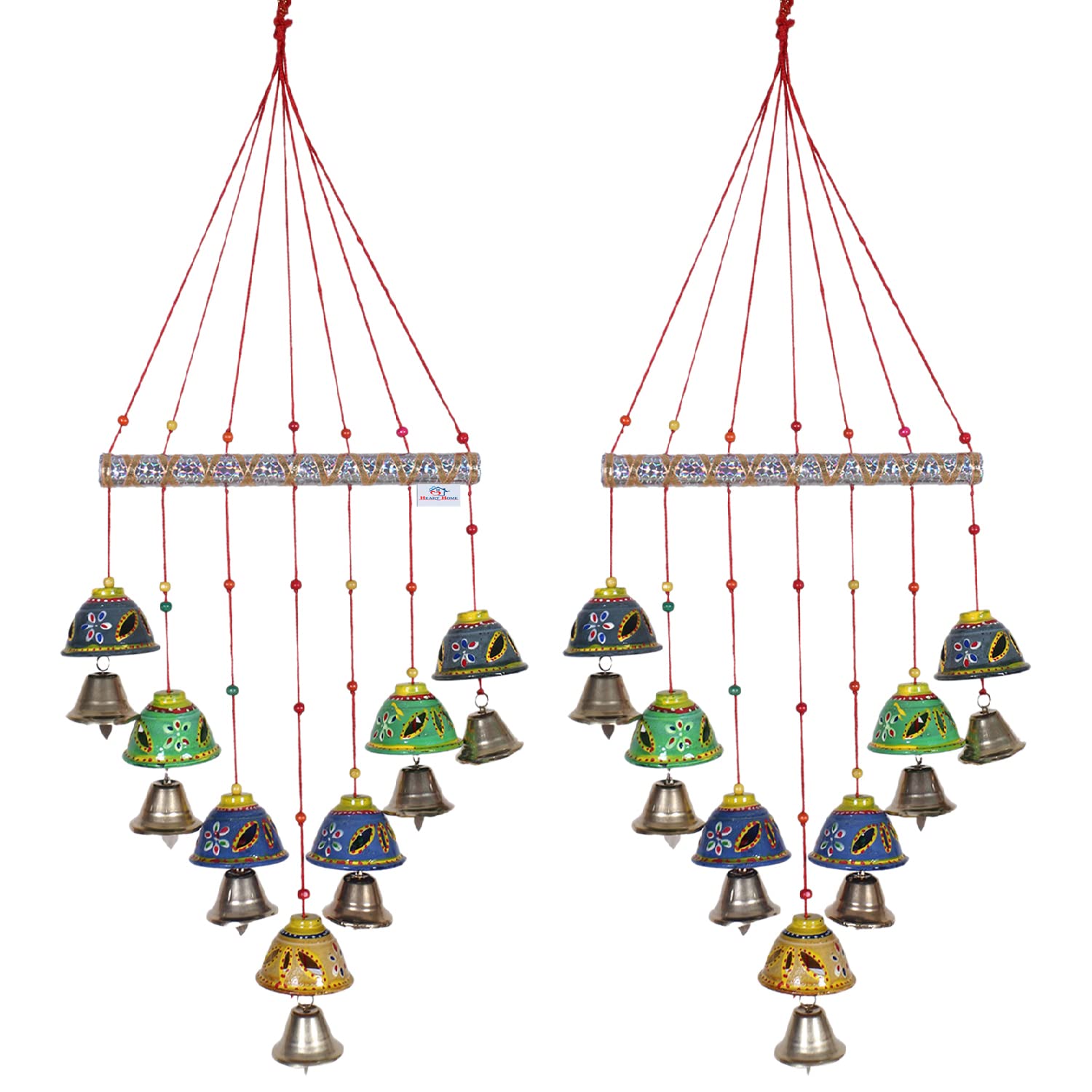 Heart Home Decorative Wooden Rajasthani Based Handmade Windchimes with Bells for Home & Balcony Decoration,Pack of 2 (Multicolor) (B0BBMLNPD8) Amazon Price History, Amazon Price Tracker