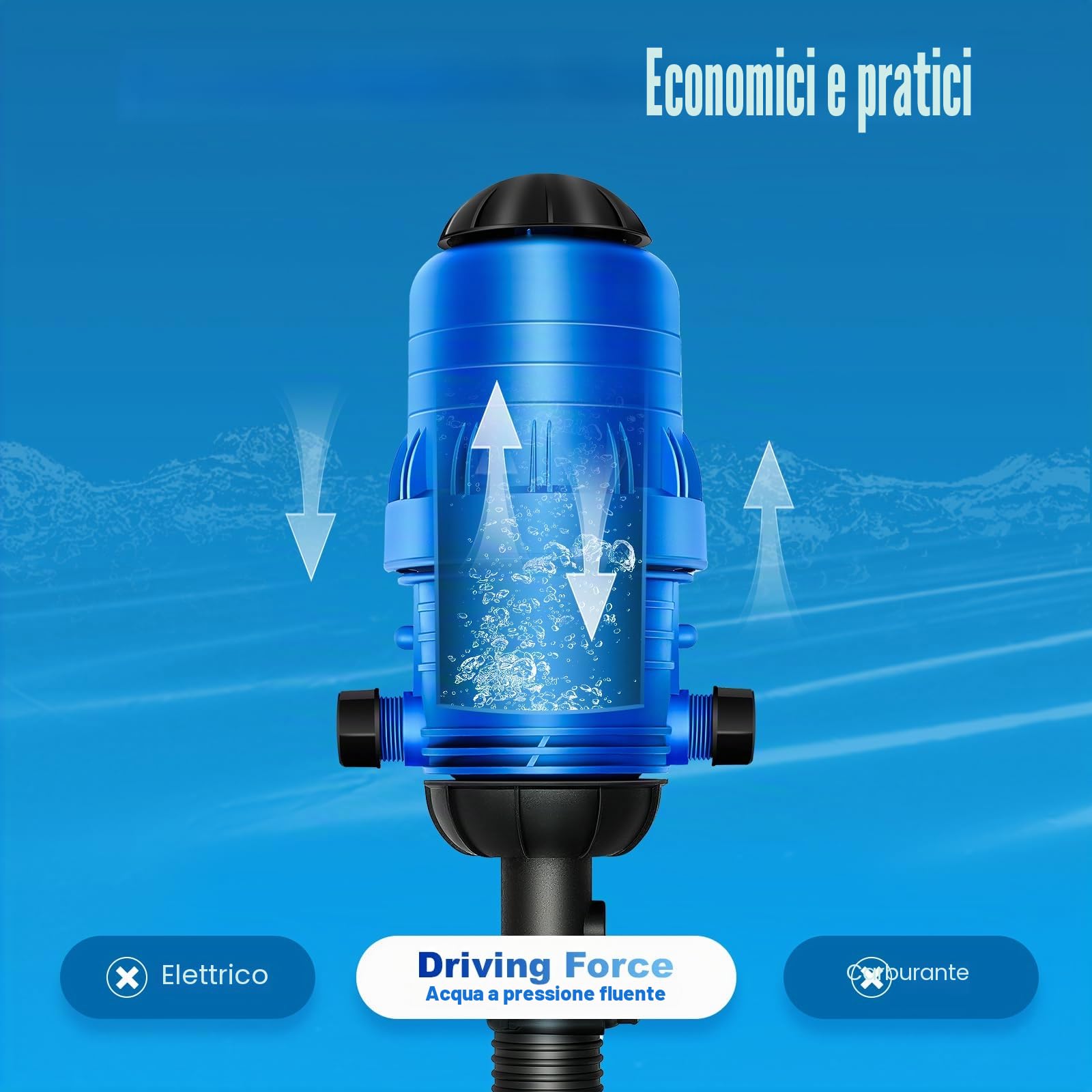 Iniettore di fertilizzanti per irrigazione a goccia, pompa dosatrice regolabile da 0,4% a 4%, dispositivo di dosaggio automatico, per giardino, serra, irrigazione e sistema idroponico, fattoria