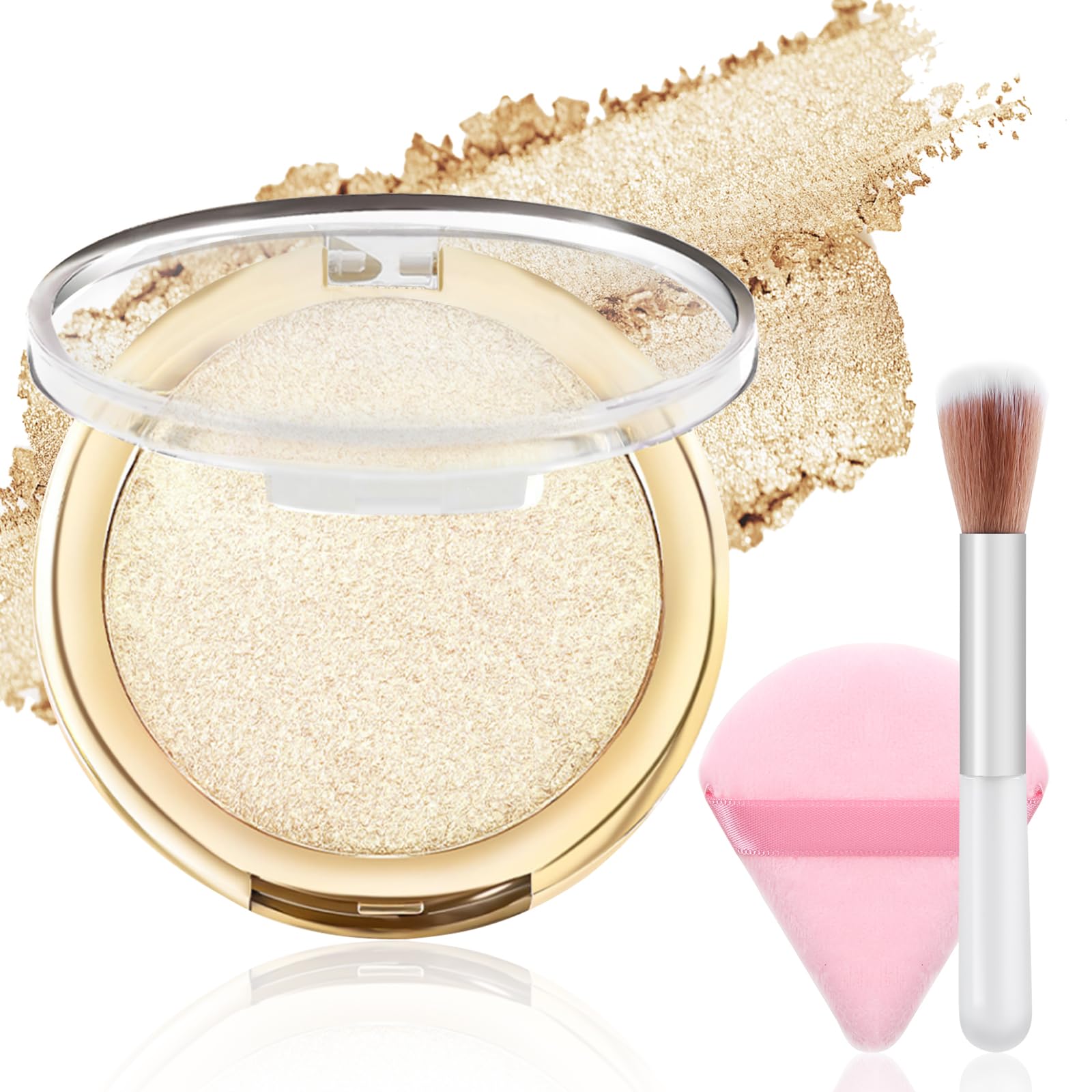 Apooliy 3pcs Highlighter Powder Palette Set,Maquillaje Iluminador,Resistente al agua de larga duración,Colorete en polvo