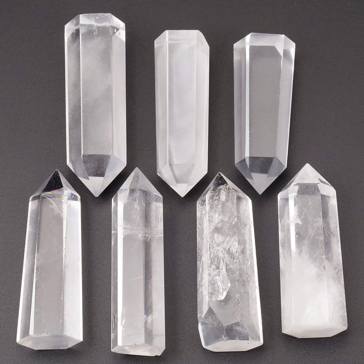 mookaitedecor Cristal de Roche,Améthyste,Quartz Rose,Fluorite Pierre Cristal Naturelle,Baguette Pointe de Cristaux Pierres Guerison