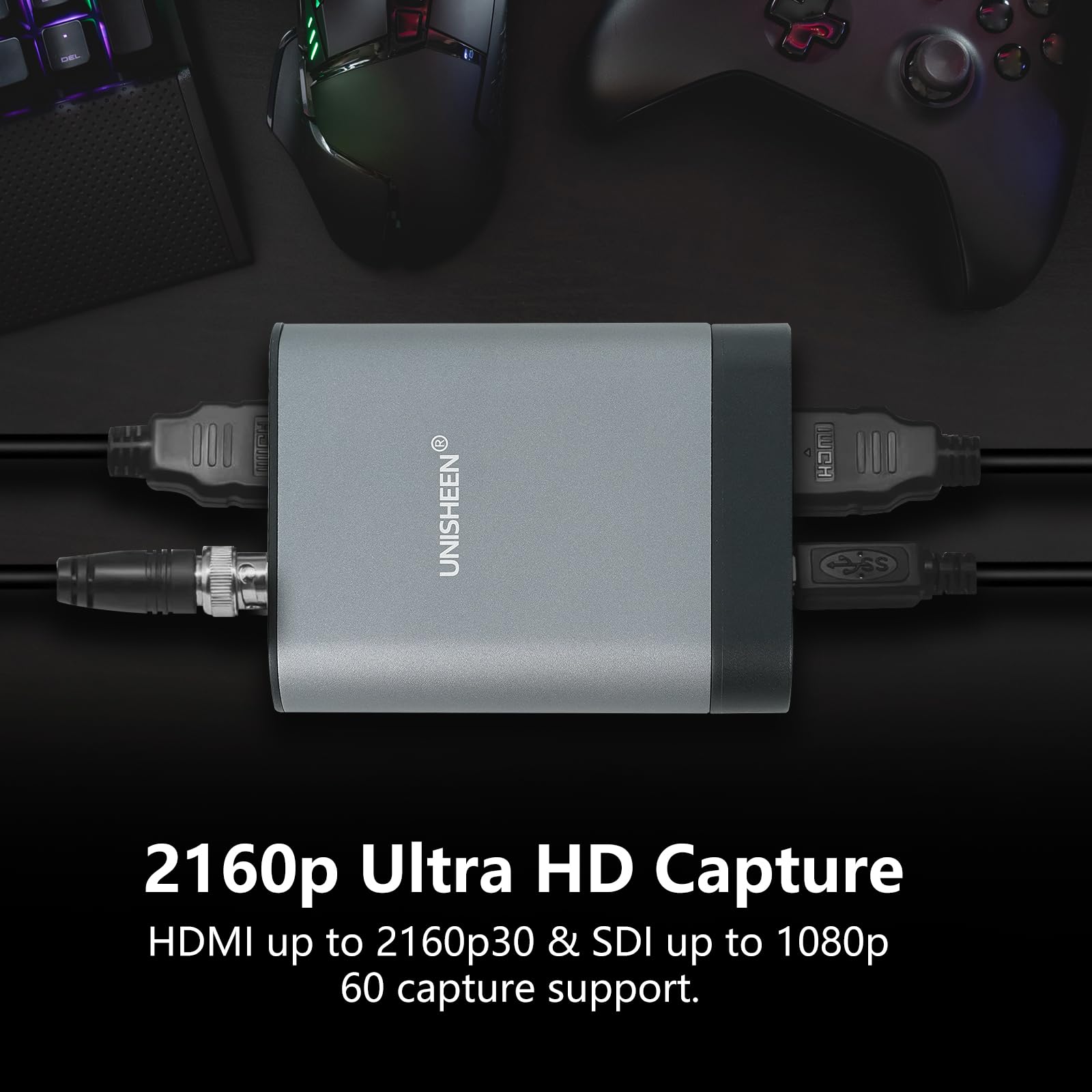 4k HDMI SDI Video Capture Card, 4K30 HDMI to USB 3.0 Capture Card for Streaming Work with Camera/Xbox/PS4/PS5/PC/OBS