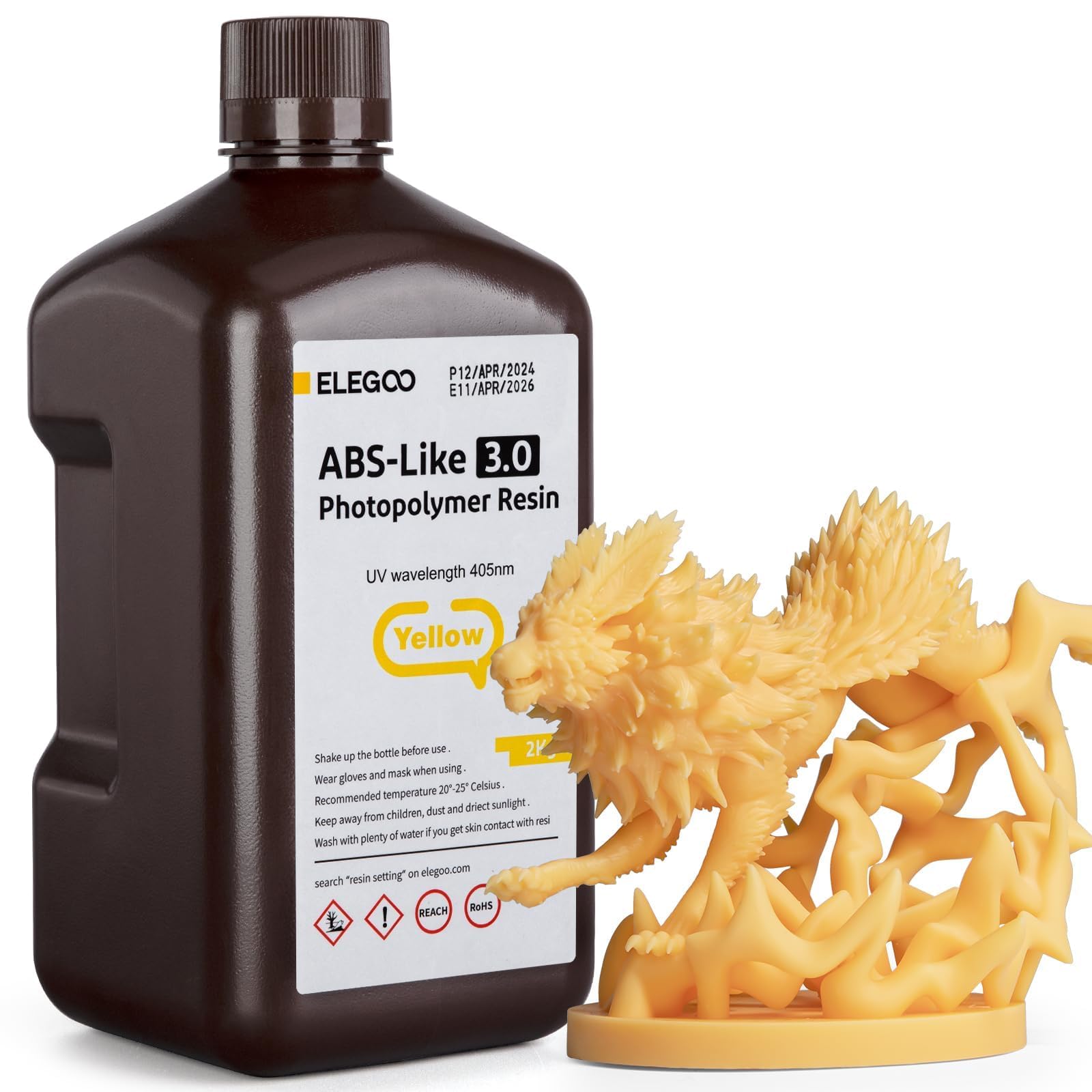 ELEGOO ABS-Like 3D Printer Resin 3.0, 405nm UV-Curing Photopolymer Resin for Mars Saturn Jupiter MSLA DLP LCD 3D Printing with Strength and Toughness,