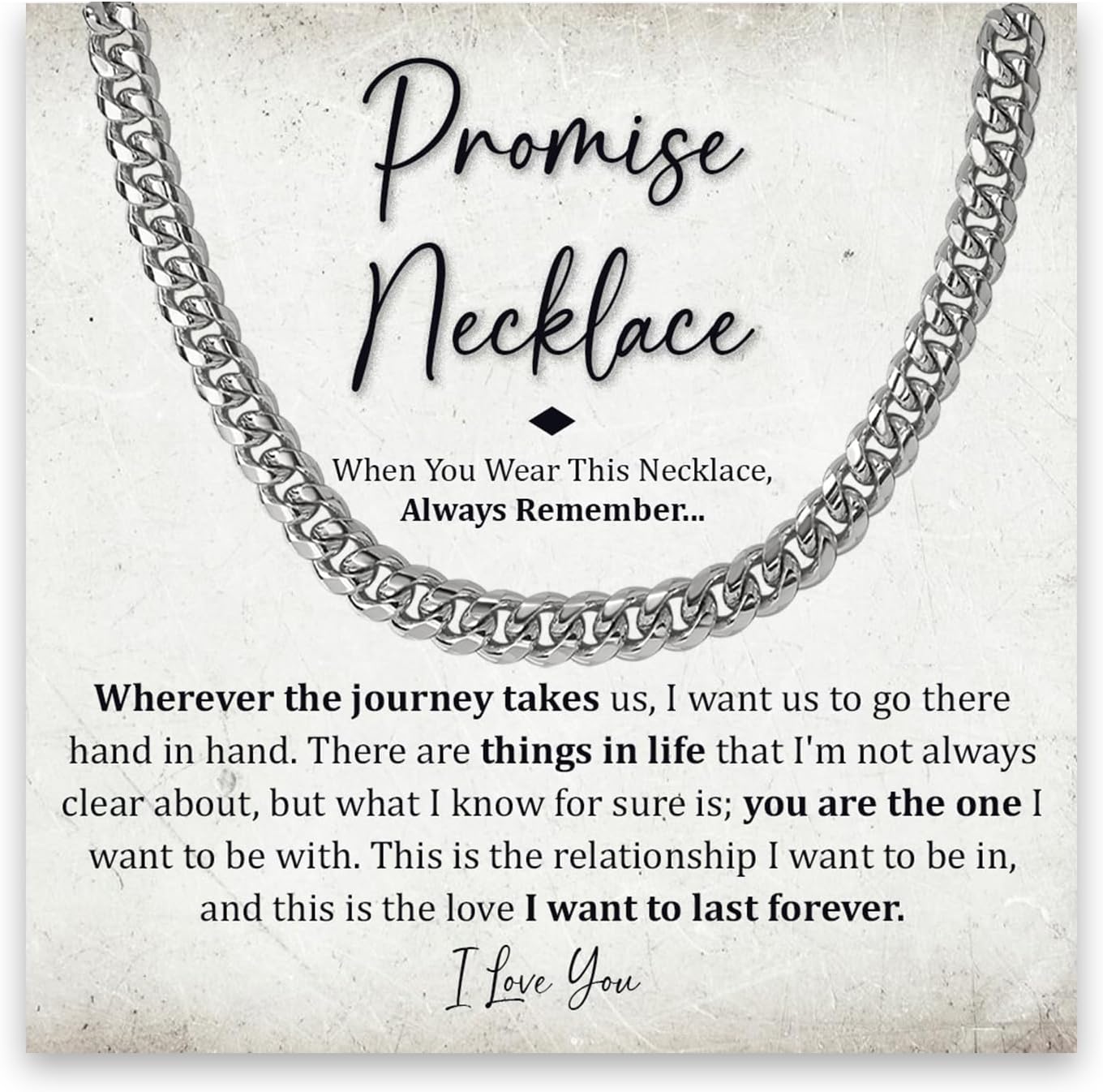 Promise Necklace For Him, Promise Necklaces Gift For Boyfriend, Birthday Valentines Jewelry Gifts For Man, Husband Cuban Chain Necklace From Wife, Anniversary Necklaces For Boyfriend