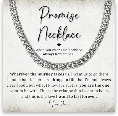 Promise Necklace For Him, Promise Necklaces Gift For Boyfriend, Birthday Valentines Jewelry Gifts For Man, Husband Cuban Chain Necklace From Wife, Anniversary Necklaces For Boyfriend