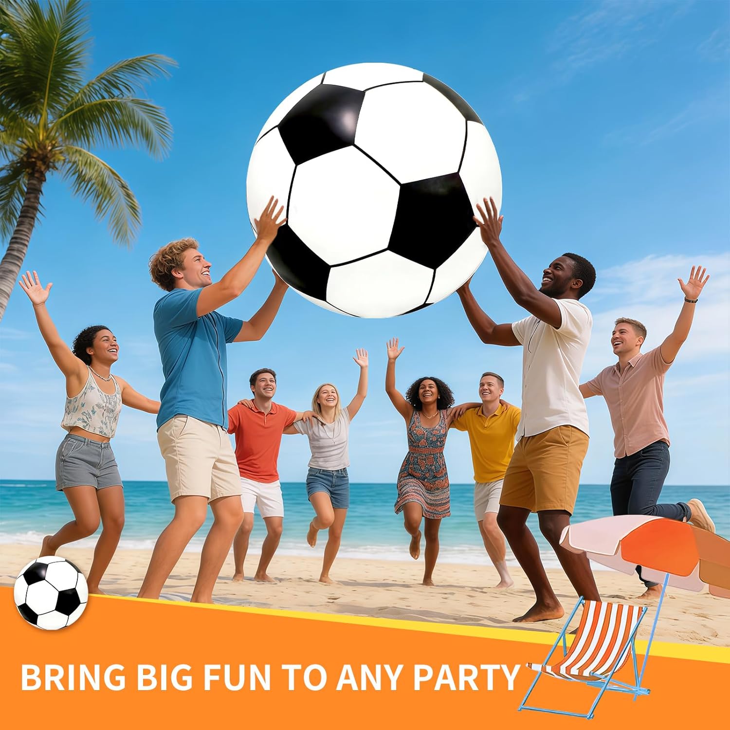 3 Pcs 40 Inch Giant Inflatable Soccer Ball, Huge Beach Football Large Sport Balls Jumbo Beach Balloons Oversized Soccer Party Favors for Birthday Decoration, Gift, Outdoor Sports, Pool, Backyard