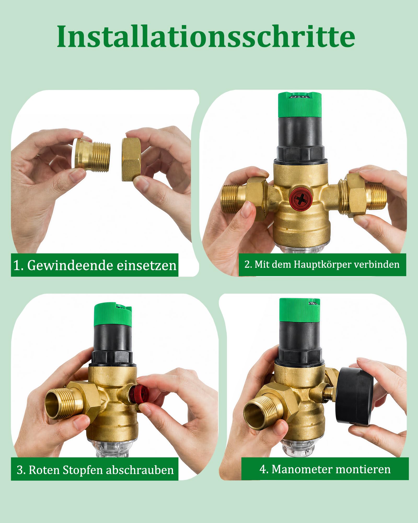 Filtr dokładny do płukania z adapterem: 1" - G3/4" MNPT kran filtr wody kombinacja filtrów wielokrotnego użytku do filtracji wody pitnej wąż do wody pitnej (3/4 cala + manometr)