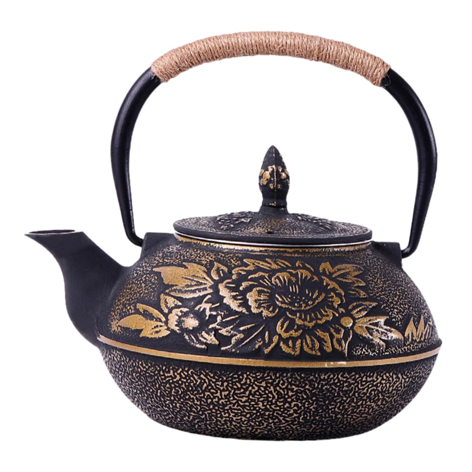 PRETYZOOM Tetera De Hierro Fundido Decorativa Diseño De Peonía Hervidor De Té Para Hogar Accesorio Para Reuniones y Celebraciones Capacidad