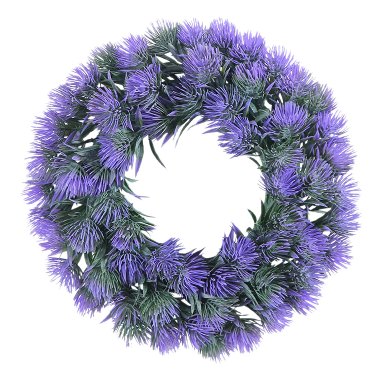 Künstlicher Lavendelkranz Dekorativer Türkranz aus Kunststoff Violett mit UV Schutz Rundes Design Langlebige Deko für Haustür und Festliche Anlässe