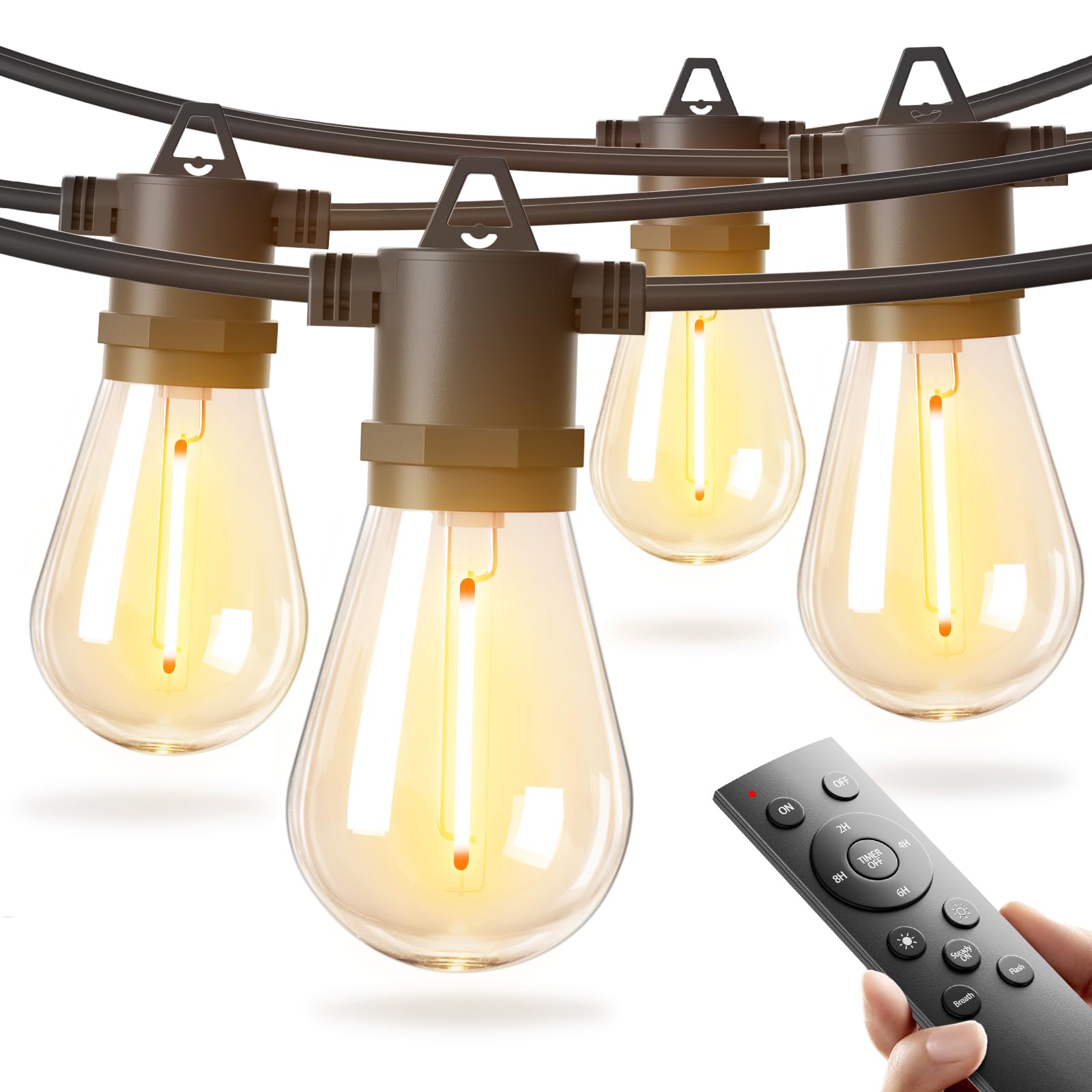 Photo 1 of addlon 50FT LED Outdoor String Lights with Edison Shatterproof Bulbs, Weatherproof Strand, Commercial Grade Patio Lights, Decorative for Garden or Patio, Black