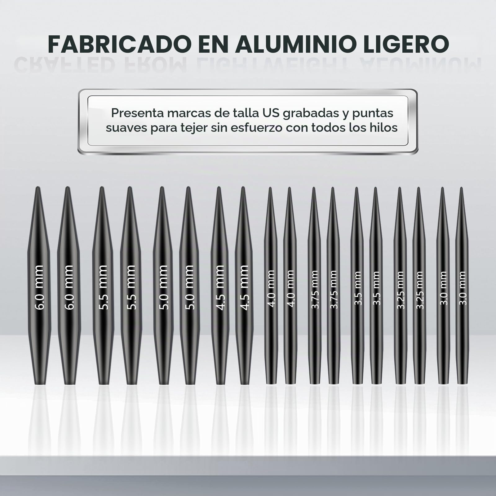 Juego de agujas circulares cortas intercambiables, 5 cm, mini agujas de tejer intercambiables con bolsa y accesorios, 9 agujas de 3 a 6 mm de diámetro, 4 cordones de 20 – 40 cm de largo, juego de
