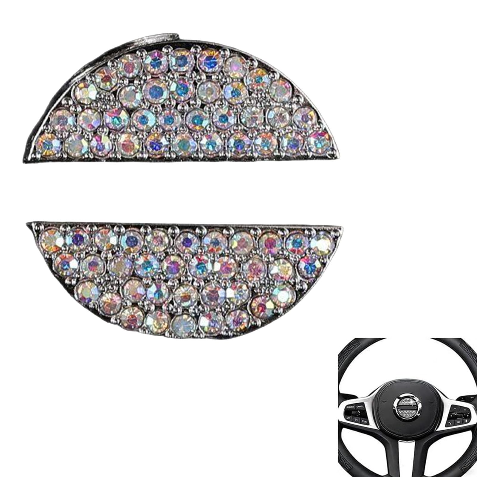 ONEMAJI Steering Wheel Emblem Sticker for Volvo V90 Cross Country 2018, Car Logo Badge Cover Crystal Rhinestone Decal Bling Car Interior Trim Decoration, Color