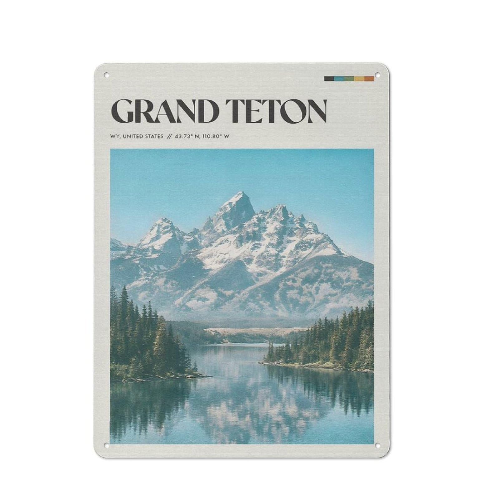 Junmoney Style-20 Rustic Metal Sign 40X30cm Featuring Grand Teton National Park For Hallway Wall, A Decorative Gift For A Newly Furnished Hallway