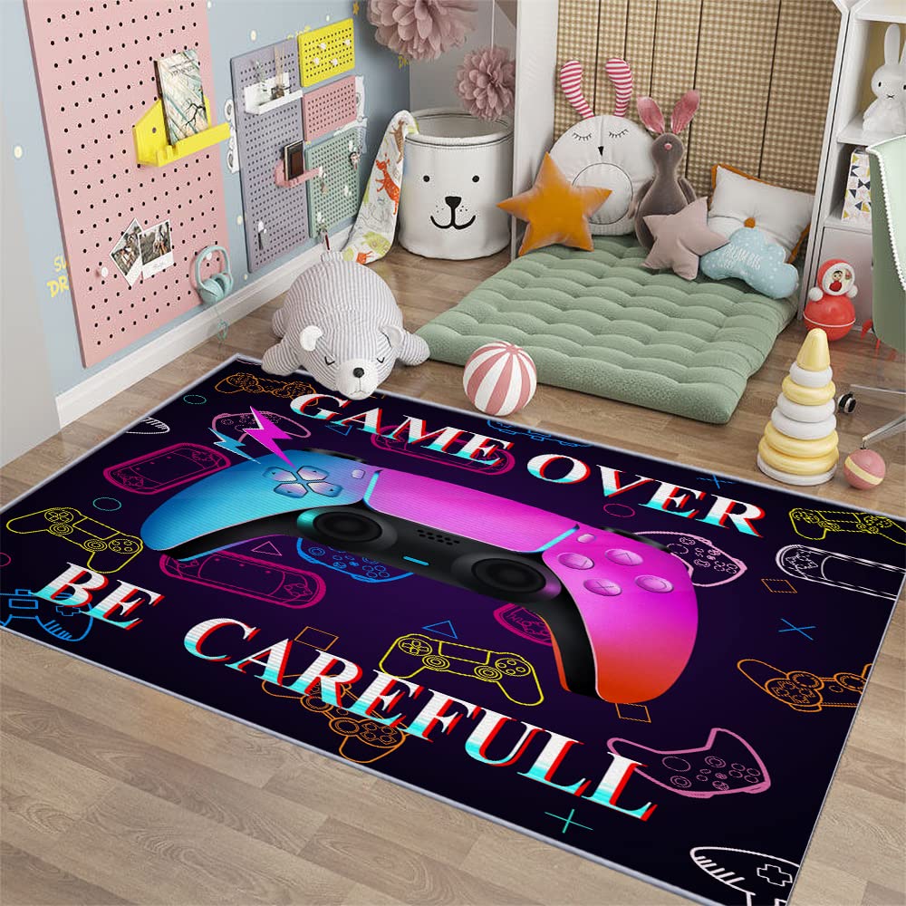 Keivvsh Large Rugs for Kids Boys Gamer Area Carpet Printed Controller Gamepad Area rug Home Decor Non-Slip Comfy Floor Casual Mat - 40"x60"in