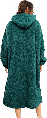 Miniatura 8 de ililmmoe Manta Sherpa con capucha de gran tamaño, sudadera con capucha y manga larga y bolsillo, color rojo vino