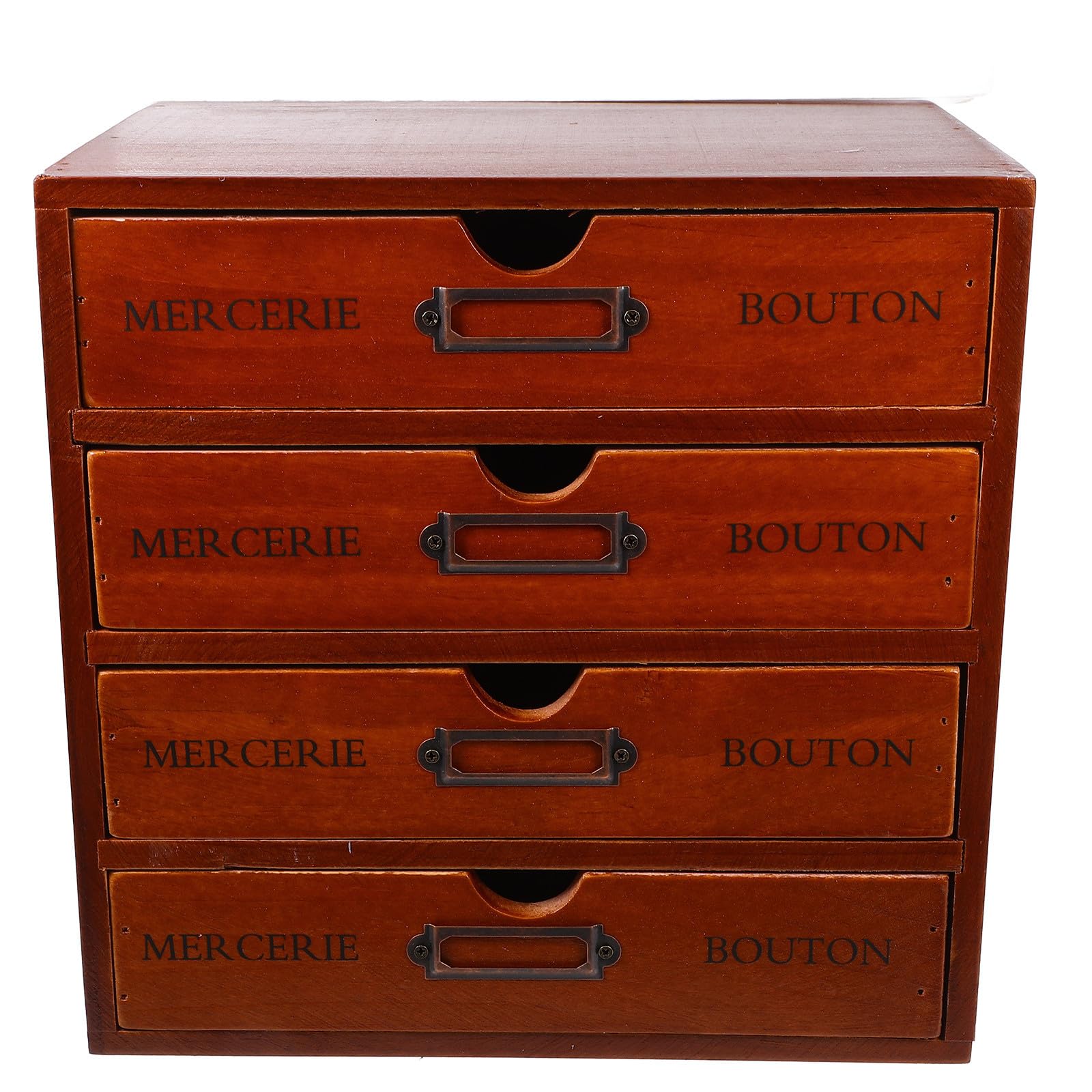 Organizer Vintage in Legno da Scrivania a Quattro Cassetti