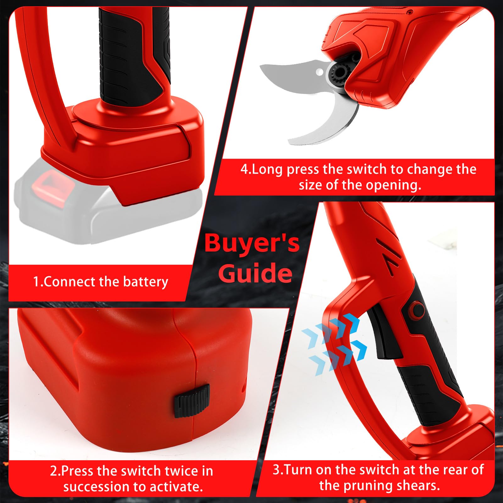 Coupe-branches sans fil compatible avec batterie Makita 18 V (sans batterie), sécateur électrique sans balais avec 2 vitesses, diamètre de coupe 40 mm, longueur 56,5 cm, pierre à aiguiser et lames de