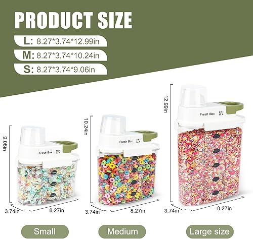 Miniatura 2 de Contenedor de almacenamiento de cereales, 4 unidades, recipientes herméticos de almacenamiento de alimentos de 85 oz/2.5 L con tapas, organizadores