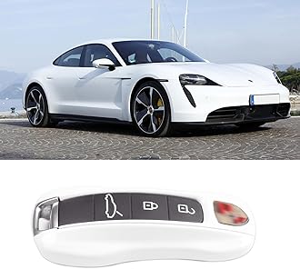 Jaronx Compatible with Porsche Key Fob Cover for Cayenne Panamera 2018-2024, Carrera Taycan Key Accessories 2020-2024 (Pearl White-New)
