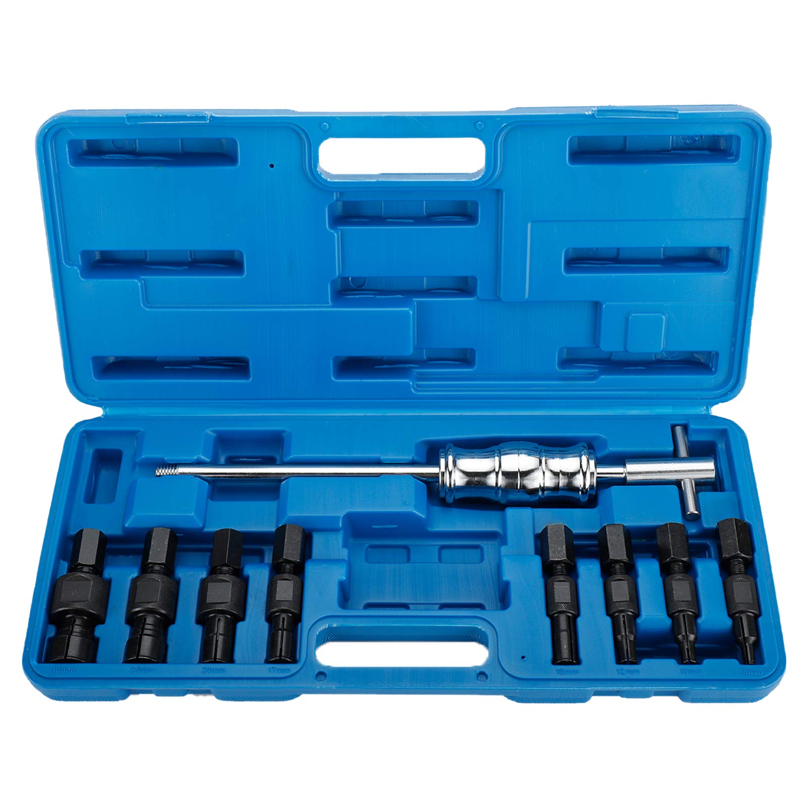 KUNTEC 9pc Blind Hole Inner Puller Set Internal Bearing Remover Slide Hammer Set 8-32mm Blind Hole (Blue)