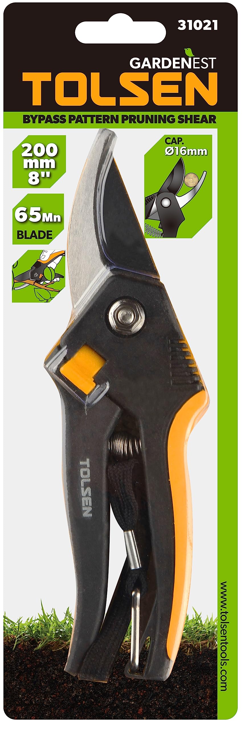Tolsen Pruning Shears - Bypass Pattern Secateurs 8" Hand Pruner Garden Scissors