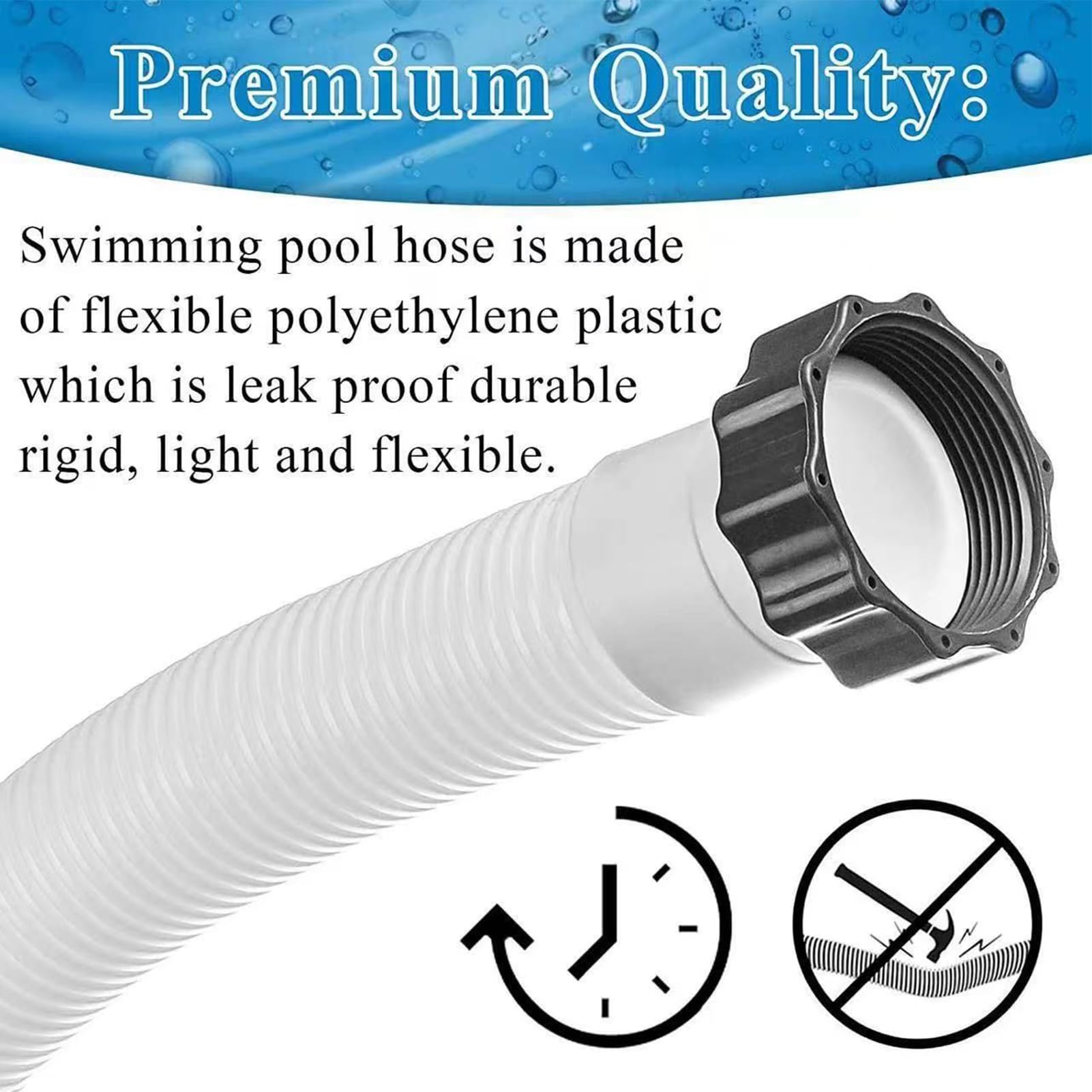 Repuesto Manguera Piscina Repuestos Resistentes 38 mm | 2 Piezas Accesorios Para Manguera Filtro Bomba Piscina para aspirar suelos, , llenado, limpieza, de agua salada, en