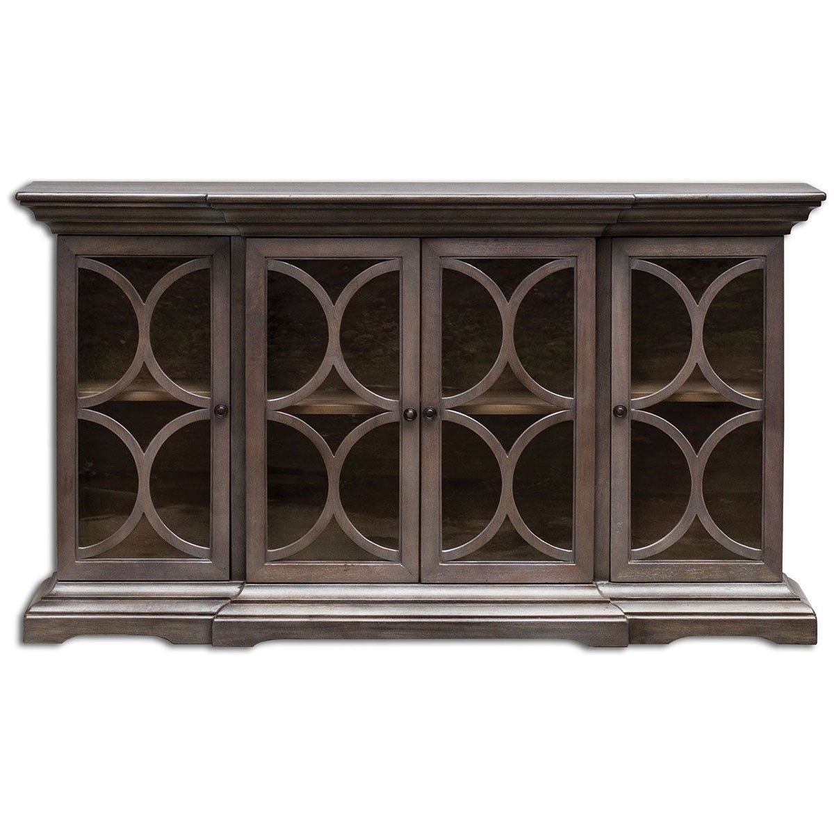Uttermost Belino Wooden 4 Door Chest, Silver