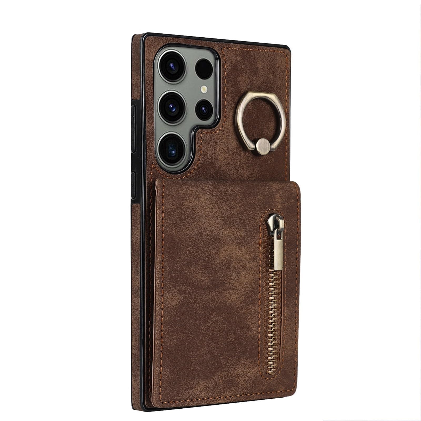 Etui do Samsung Galaxy S25/S25 Plus/S25 Ultra, skórzany portfel pokrowiec ochronny odporny na upadek stojaki etui na telefon (brązowy, S25)