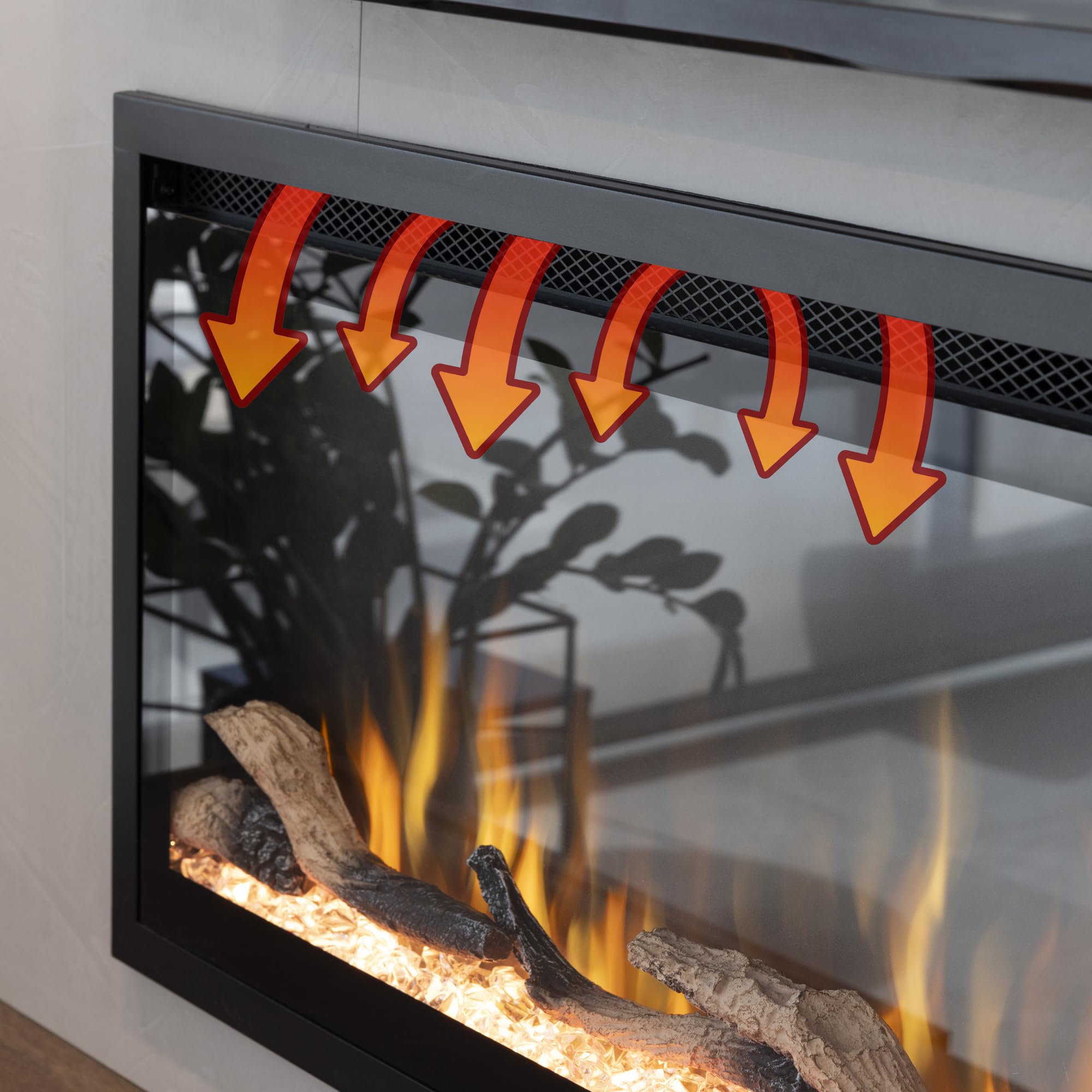 DUPI Chimenea Eléctrica 42 Nero Pro Lumina | 3 en 1 con Calefacción | Efecto Llama 3D Panorámica | 12 Colores Llama | Control Remoto | 106x43,5x15 cm (Negro, 42 Pulgadas)