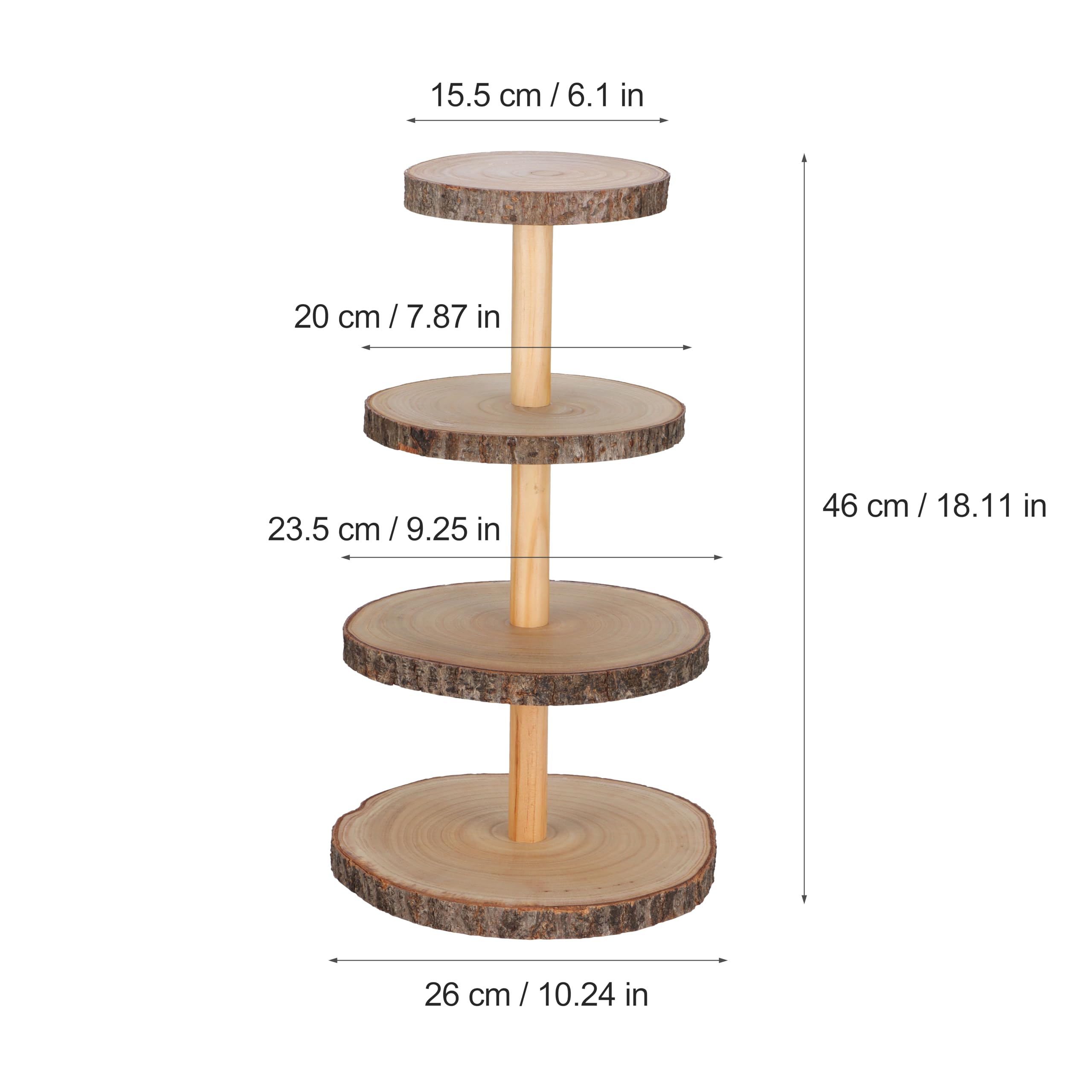 McEtt - 4-Tier Wooden Cupcake Stand Set - Premium Rustic Wood Tiered Cake Display Serving Tray, Brown - Image 2