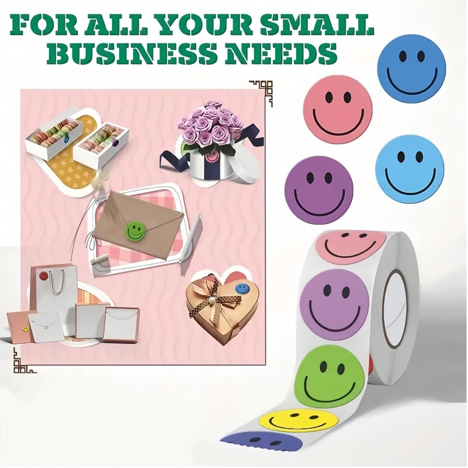 3 PCS Smiley Face Stickers Cute Happy Face Sticker Rolls,Waterproof Stickers for Teachers School - Image 3