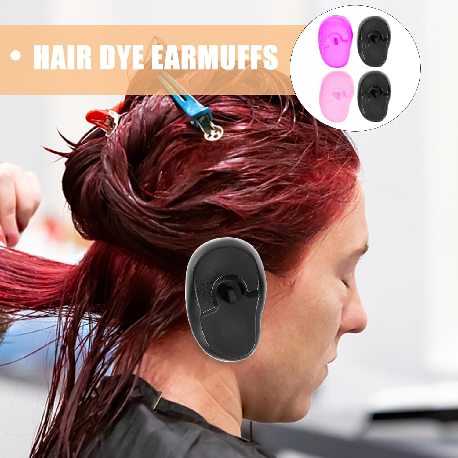 ORFOFE 4pcs Silicone Ear Covers for Hair Dyeing Heat Resistant Ear Protectors Black Earmuffs for Men and Women for Home and Salon Use