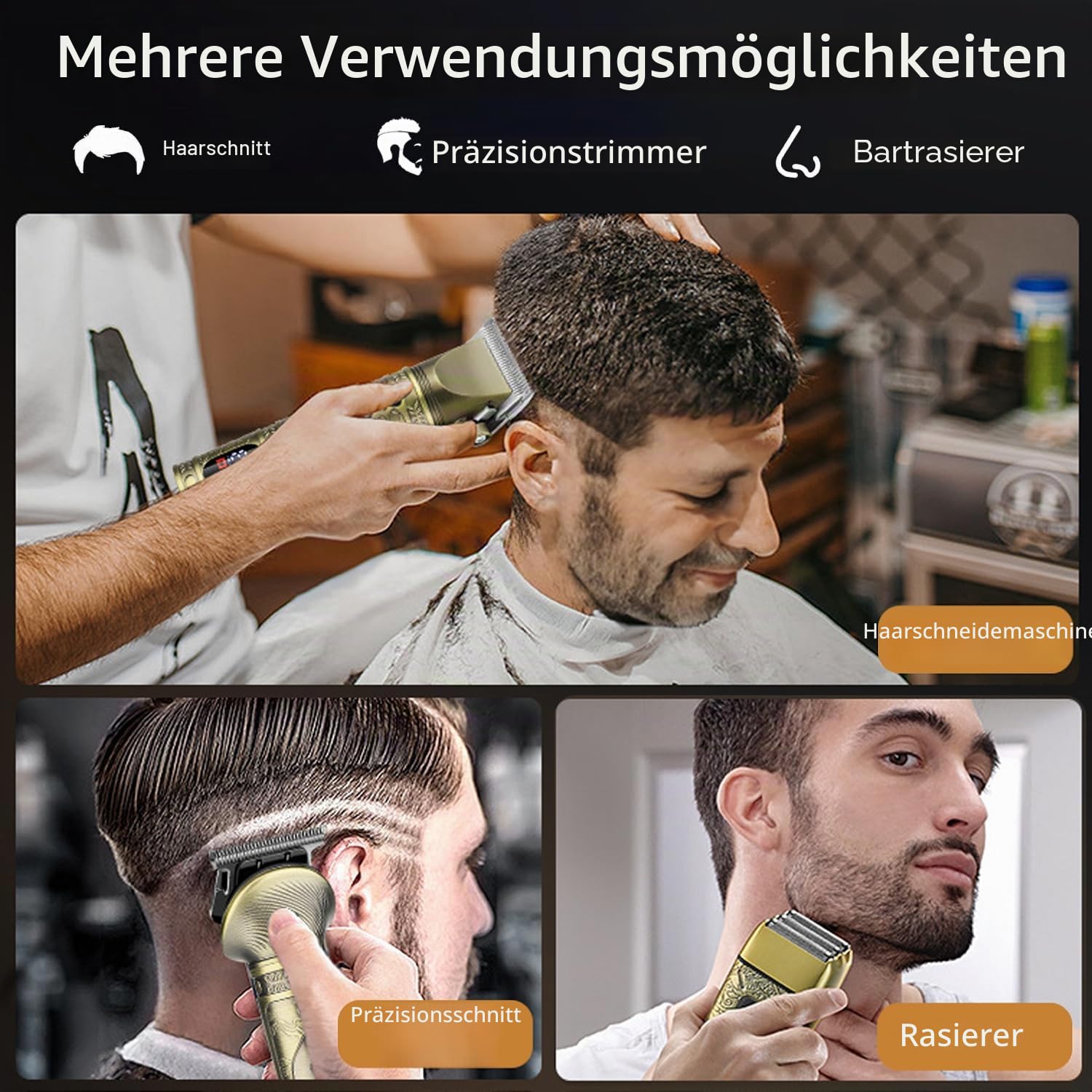 Haarschneidemaschine Profi,Haarschneider Herren und Trimmer Set,Barttrimmer Nasenhaartrimmer,Rasierer Herren Elektrisch, Folienrasiermaschinen für Männer für Zuhause,Barbier