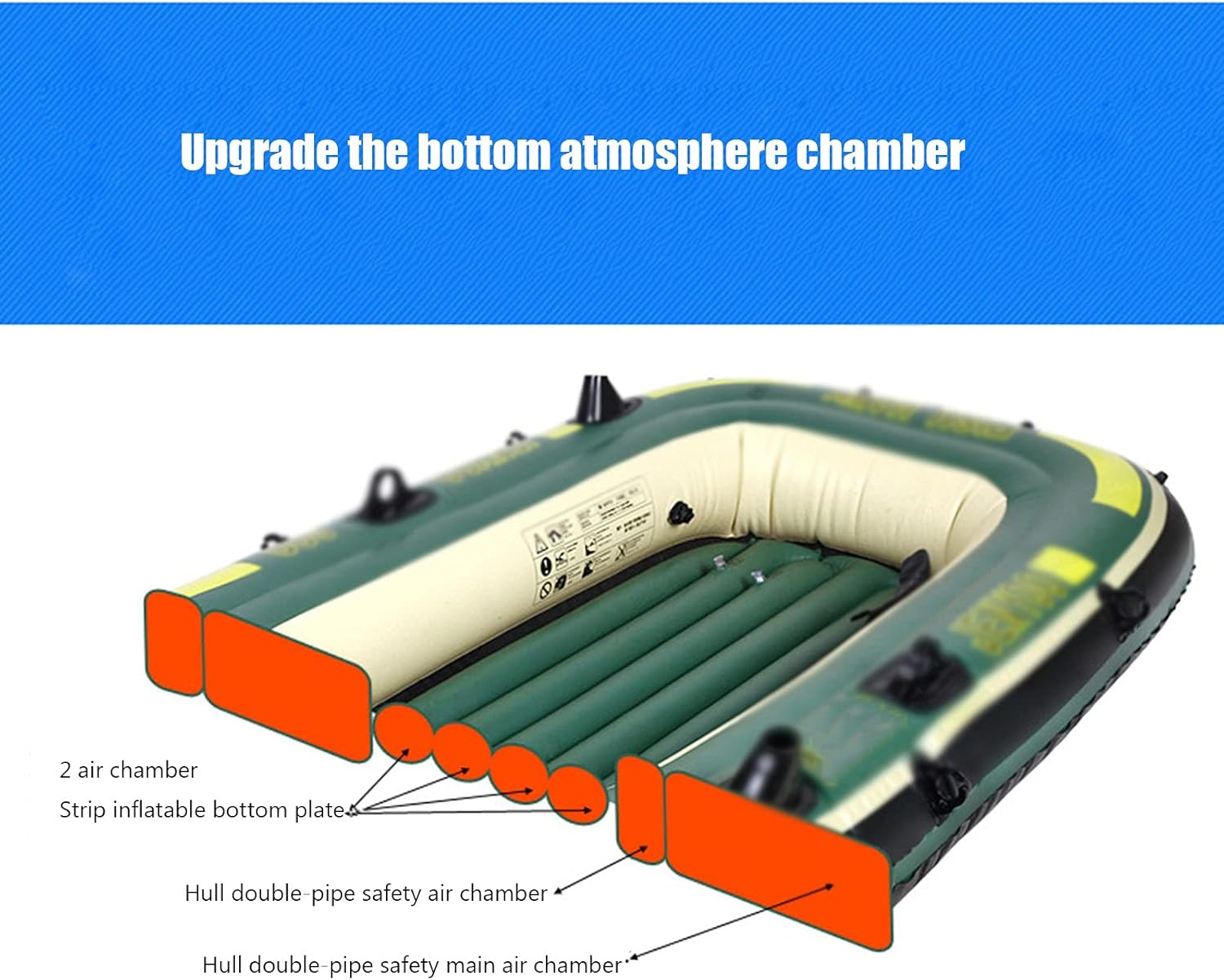 Inflatable Boat with Oars 2/3/4 Person, Inflatable Boats for Adults, Inflatable Rafts for Rivers, Fishing Dinghy