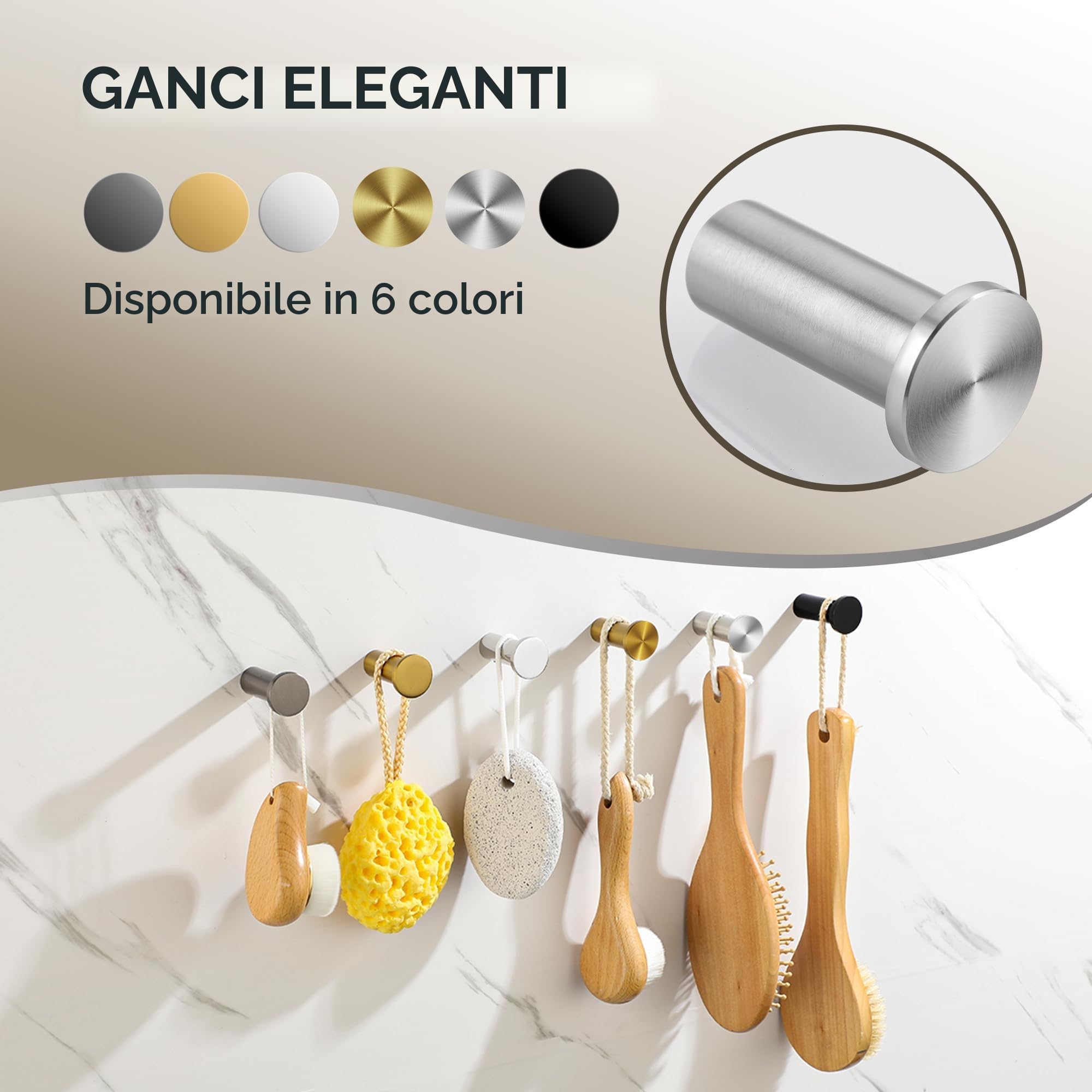 SAYAYO Ganci Accappatoio Bagno in Acciaio Inox Gancio Appendiabiti, Appendi Strofinacci Cucina Ganci da Parete Appendi Accappatoio Bagno Capacità Carico 15 kg, 2 Pezzi, Argento