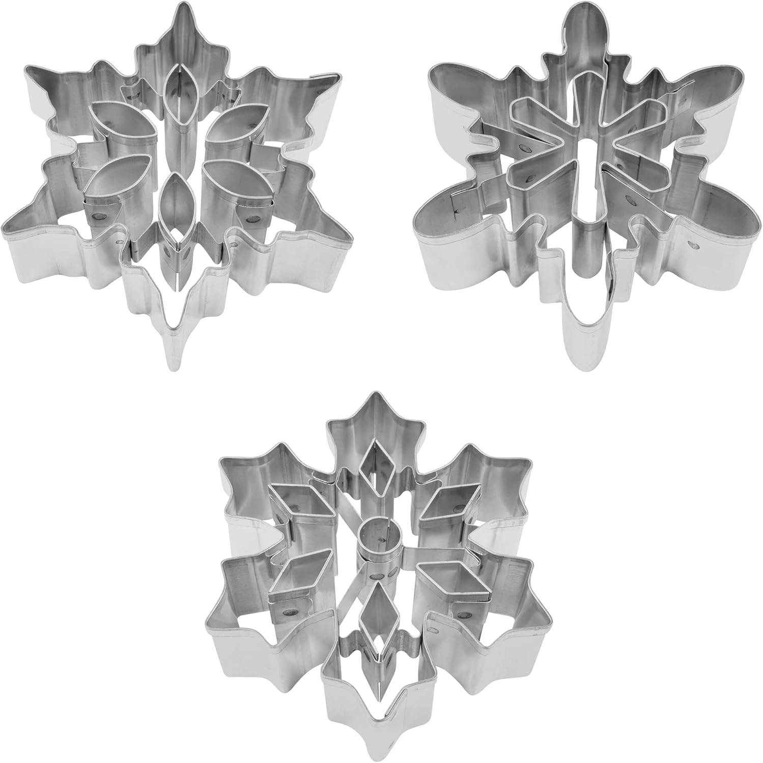 R&M International Snowflake Cookie Cutters with Interior Cut-Outs, 3" Assorted, 3-Piece Set - Image 3