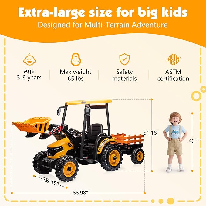 Tractor eléctrico para niños Albott 24V con remolque y cargador miniatura 2